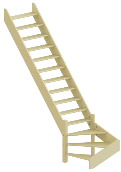 Лестница ЛС-14м без подступенков Л сосна (без поручня)