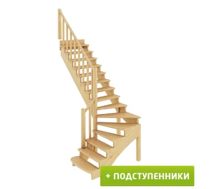 Лестница К-001м/4 с подступенками Л сосна