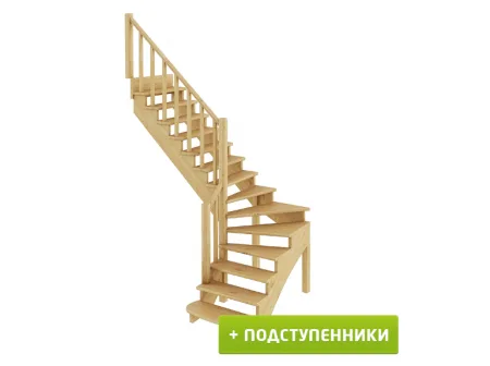 Лестница К-001м/2 с подступенками Л бук