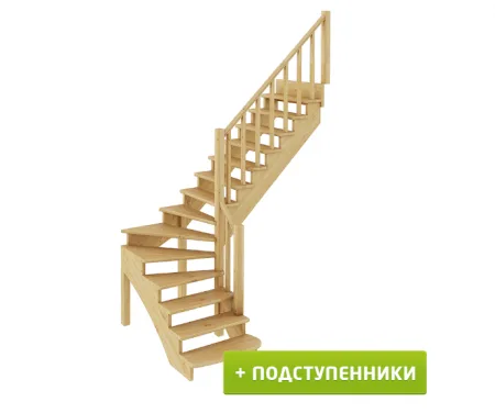 Лестница К-001м/2 с подступенками П бук