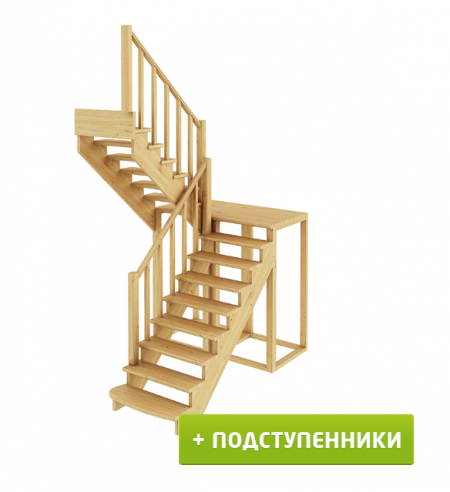 Лестница К-004м/2 с подступенками Л сосна