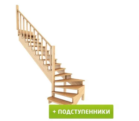 Лестница К-001м/7 с подступенками Л сосна