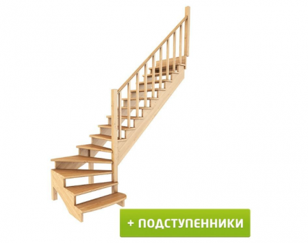 Лестница К-001м/7 с подступенками П сосна