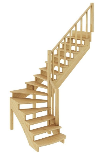 Лестница К-001м/2 без подступенков П сосна
