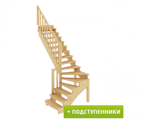 Лестница К-001м/4 с подступенками Л дуб