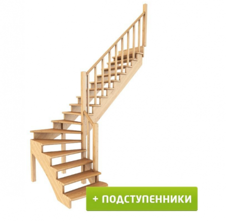 Лестница К-001м/6 с подступенками П сосна