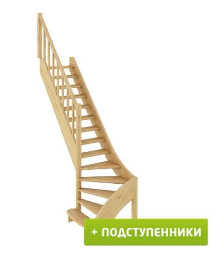 Лестница ЛС-07м/2 с подступенками Л сосна