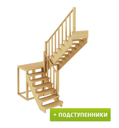 Лестница К-004м/3 с подступенками П дуб