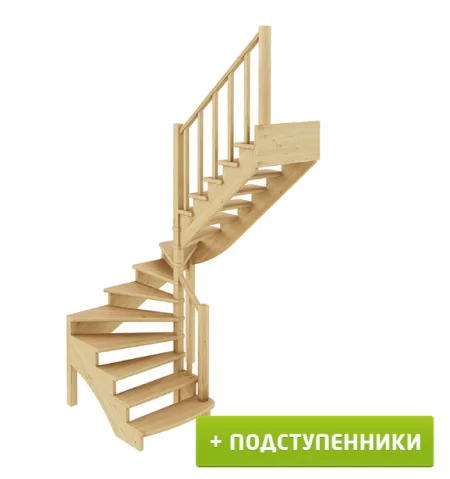 Лестница К-003м/4 с подступенками П дуб