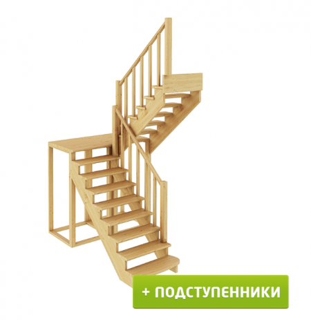 Лестница К-004м/2 с подступенками П сосна